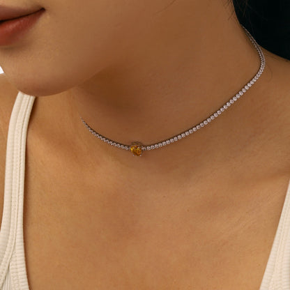 [AuraEcho]1.0 carat Unique Pear Cut Tennis Necklace