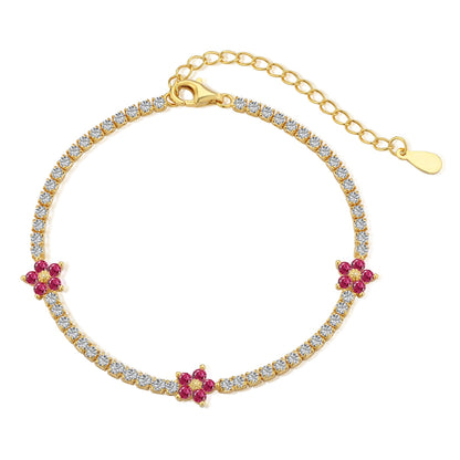 [AuraEcho]Sparkling Flower Shape Tennis Bracelet