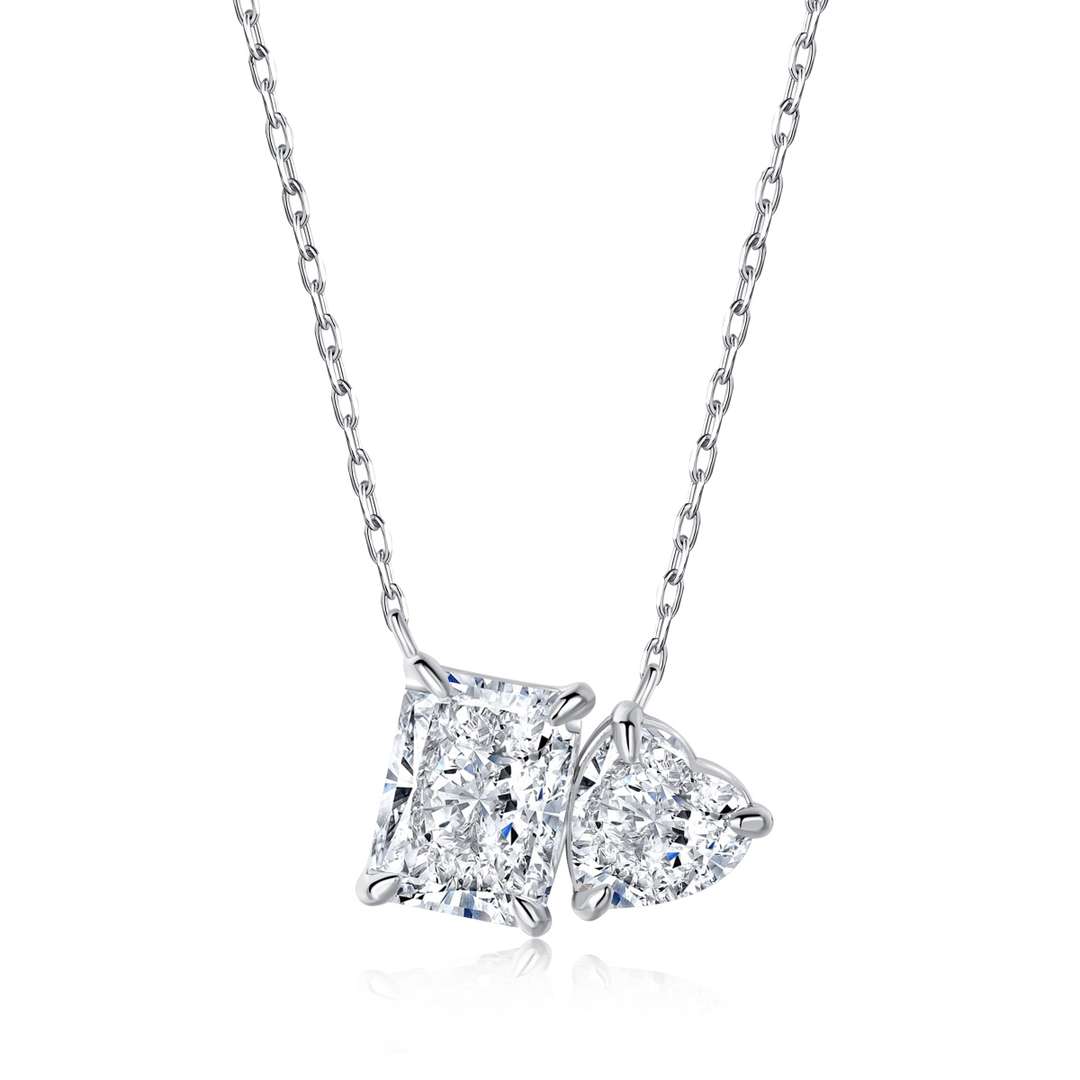 [AuraEcho]Dazzling Square & Heart Shape Necklace