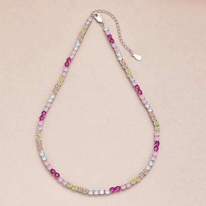 [AuraEcho]Delicate Colorful Tennis Necklace