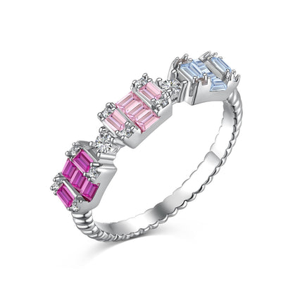 [AuraEcho]Unique Colorful Emerald Cut Party Ring
