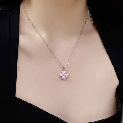 [AuraEcho]Heart-Shaped Four-Leaf Clover Bead Necklace