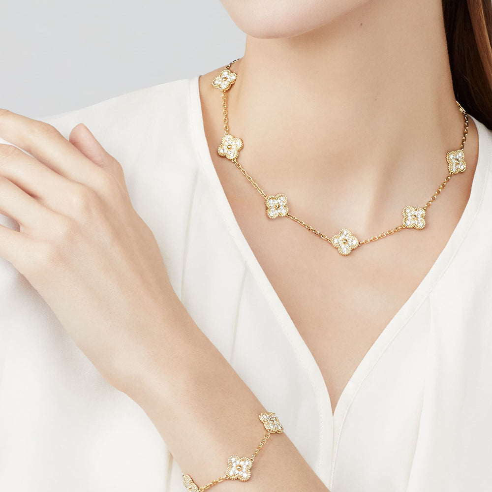 [AuraEcho]CLOVER 10 MOTIFS DIAMOND NECKLACE