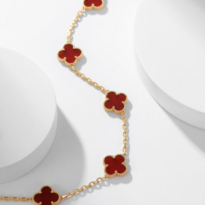 [AuraEcho]CLOVER 10 MOTIFS CARNELIAN NECKLACE
