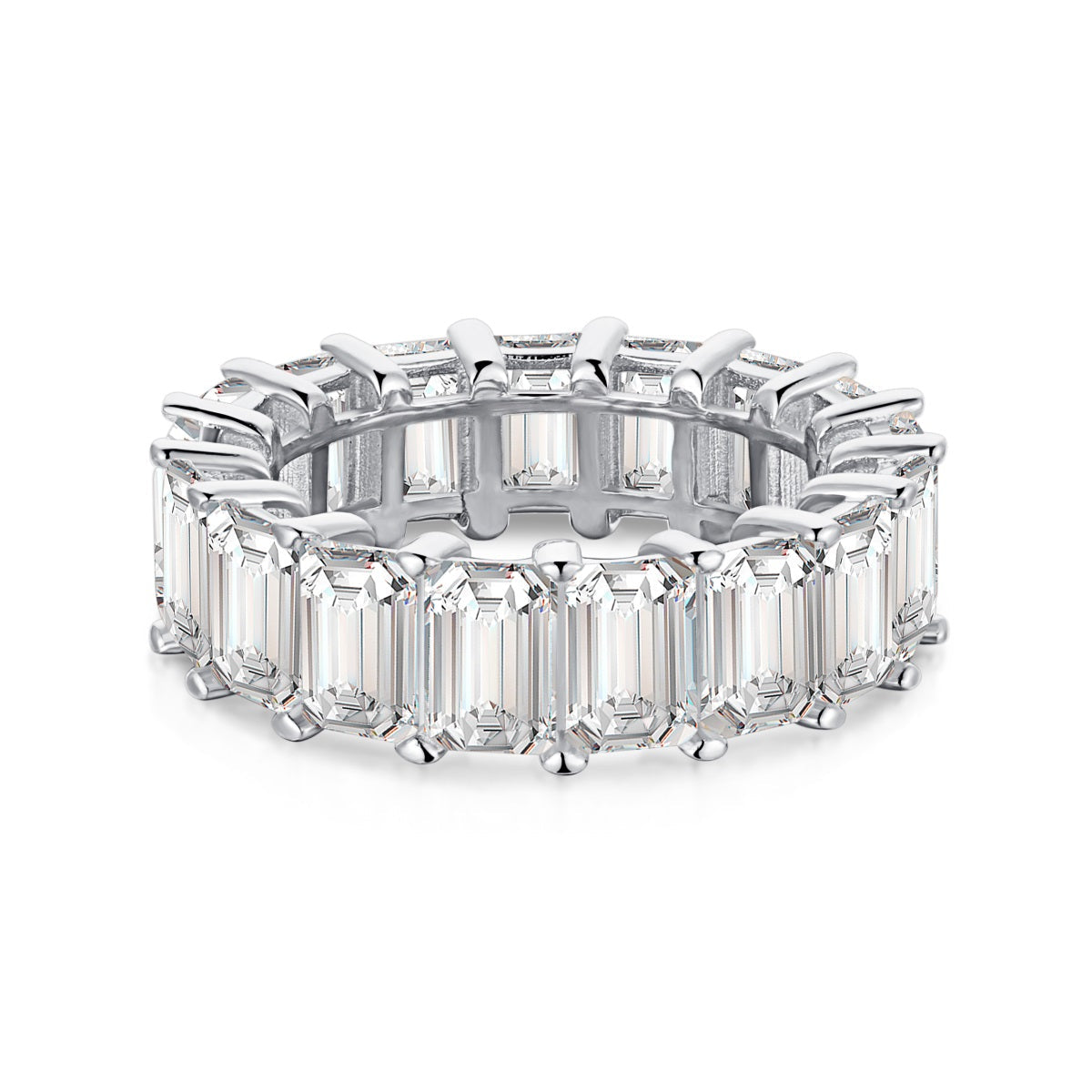 [AuraEcho]0.75 Carat Elegant Emerald Cut Tennis Ring