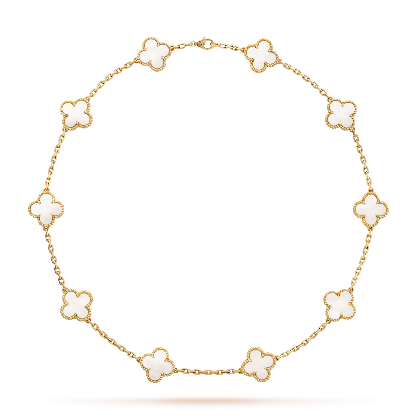 [AuraEcho]CLOVER 10 MOTIFS WHITE MOTHER OF PEARL NECKLACE