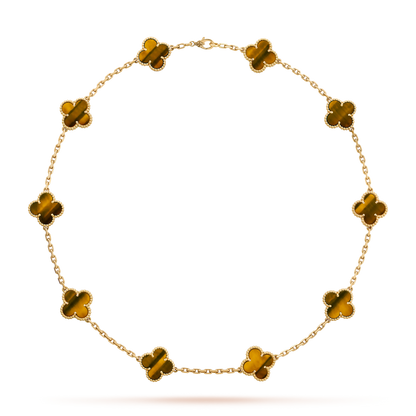 [AuraEcho]CLOVER 10 MOTIFS TIGER EYE NECKLACE