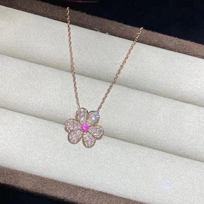 [AuraEcho]FRIVOLE ROSE GOLD FLOWER DIAMOND NECKLACE
